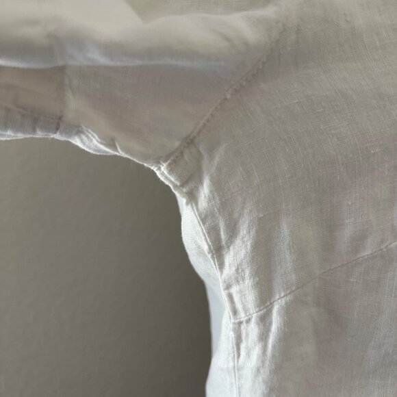 Agolde Fitted Button Up Blouse Short Sleeve Airy Linen Minimalist White Sz S - Picture 5 of 10